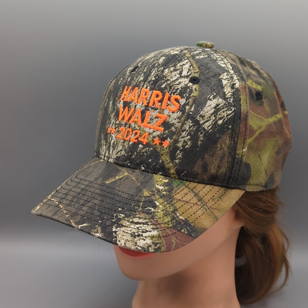 Harris Walz Embroidered Camo 2024 Hat Election campaign Mossy Oak Port Authority - Picture 3 of 11